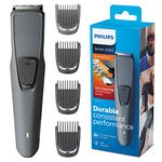 Philips Beard & Stubble Trimmer for Men, Series 1000, 4 Length Settings, Self-Sharpening Blades, USB Charging, UK 3-Pin Plug- BT1216/15