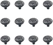 Susenya Cabinet Knobs,12-Pack, Drawer Knobs Birdcage Cabinet Door Knobs 1.8x1.6(DxH) Iron Matte Black Hollow Shape