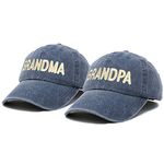 DALIX Matching Grandma and Grandpa Ball Cap Embroidered Hat Set in Washed Navy Blue