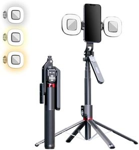 Performance Master 86 Inch 360° Rotation Extendable Selfie Stick & Tripod Stand with Dual Bluetooth Wireless Remote and 2 LED Fill Light and Phone Holder Compatible with iPhone Android Cameras Gopro