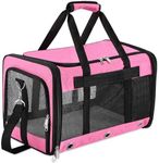 Soft Sided Foldable Cat/Dog/Pet Carrier Bag, Portable Puppy/Pets Travel Carriers For Cats/Dogs With Shoulder Strap & Removable Mat, Durable Cat Basket of 17 lbs Airline Approved - Pink, M
