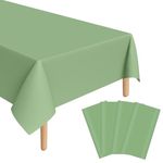 Lianxuia 4 Pcs Sage Plastic Tablecloths, 54 * 108 Inch Rectangle Green Table Cover, Disposable Waterproof Sage Table Cloths for Parties, Weddings, Baby Shower, Birthday Party Decorations