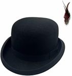 Black Bowler Hat for Men 100% Wool Derby Hat Mens Dress Hat Fedora Hats for Men Top Hat for Costumes