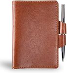 PEGAI Personalized Refillable Leather Journal Cover with Pen Loop & Card Slots for Notebook Journal, Refillable Journal, Leather Notebook Cover | Mood (Brown, Squared)