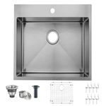 18x18 Inch Drop In Bar Sink, 18 Inch Small Kitchen Sink, Topmount Stainless Steel Small Kitchen Bar Sink for Laundry Wet Bar Prep RV Office Outdoor Yard with Dish Grid and Basket Strainer