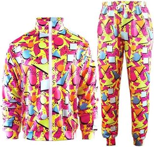 Arssm Retro 80s 90s Outfit Sets for Men Vintage Jacket and Joggers Sweatpants 80s Tracksuit Streetwear(Red-XL)