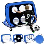 Suewidfay Football Goals for Kids, 4 in 1 Foldable Pop Up Football Goals with Carry Bag Football Goal Posts Portable Football Net Soccer Net Indoor & Outdoor Football Training for Boys Girls