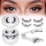 Magnetic-Eyelashes Natural Look, 2 Pairs Reusable Magnetic Lashes Kit with Applicator, QUEWEL No Glue Needed Eyelashes Magnetic, Easy to Wear and Remove with Instructions(Magnetic Eyelash Kit)