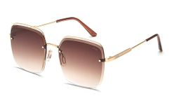 IRUS 100% UV protected sunglasses for Women | Size- Large | Shape- Square | Model- IRS1141C2SG (Shiny Light Gold)