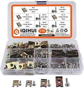 IQIHUI 170pcs U Nut Clips Car Clip Nut and Screw Assortment Kit 12# 10# 8# 6# 4 Sizes Auto U Clips Fasteners for Bumper Dash Interior Trim Panel (170pcs)