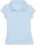 Nautica Girls' School Uniform Short Sleeve Performance Polo, Light Blue