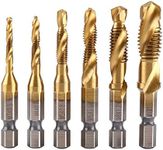 6Pcs Drill Tap Combination Coated HSS 1/4inch Hex Shank Thread Drill and Tap Bits Set M3-M10