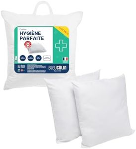 Bleu Câlin Lot de 2 Oreillers Anti-Acariens, Anti bactériens, Confort moelleux, 60x60 cm, Enveloppe 100% coton, gamme Hygiène Parfaite, Blanc