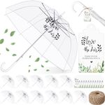 Aliceset 12 Sets Wedding Umbrella with Tags Clear Umbrellas Bulk and Twine Love Is in the Air Large Bubble Transparent Umbrella Rain Windproof J Hook Handle Auto Open Stick Umbrella for Bridal Shower