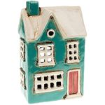 Village Pottery Country House Teal House Candle & Tea Light Holder Gift Idea 310761 310761