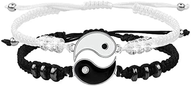 Bracelet Couple Bracelet Yin Yang Bracelet Soeur Bracelet Meilleure Amie Bracelet D'amitié, Bracelet Tissé Réglable pour BFF Relation d'amitié Petit ami Petite amie Cadeau de la Saint-Valentin