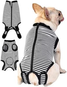 Sychien Dogs Cats Recovery Suit After Surgery Professional Pet Recovery Shirts Dog Abdominal Wounds Bandages Black-White 3XL