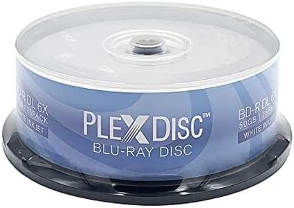 PLEXDISC 645-213 50 GB 6x Blu-ray Double Layer White Inkjet Recordable Disc BD-R DL, 25-Disc Spindle