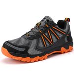 LUSWIN Men's Hiking Shoes Breathable Lightweight Trekking Hiking Footwear Non-Slip Low Rise Outdoor Camping Trekking Trainer Walking Shoes, Grey Orange 41