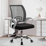 Casa Copenhagen Mesh Mid Back Office Chair/Study Chair/Computer Chair/Revolving Chair/Desk Chair for Work from Home -Metal Base, Height Adjustable Seat - Black & White Handle