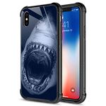 CARLOCA Compatible with iPhone XR Case,White Shark iPhone XR Cases for Girls Boys,Graphic Design Shockproof Anti-Scratch Hard Back Case for iPhone XR