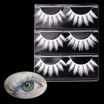 3Pairs White False Eyelashes Natural Look Eye Lashes Wispy Faux Mink Lashes,Reusable Strip Lashes 3D Fluffy White Fake Eyelash for Halloween Cosplay Masquerade Party