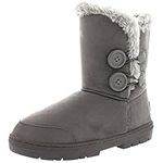 Polar Womens Two Button Faux Fur Waterproof Rain Winter Snow Boots - Warm & Comfortable For Outdoor Walking - Grey PL0151/UK4