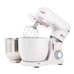 Kitchen in the box Small Stand Mixer, Mini Food Mixer for Baking with Two 3.5L Bowls, Dough Hook, Whisk, Beater, 10 Speed Settings Portable Lightweight for Daily Use (Frost White)