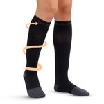 Sorgen Copper Infused Compression Socks 18-23 mm Hg – Graduated Support for Improved Circulation, All-Day Comfort, Ideal for Travel & Daily Wear – Black (Copper_Black, S/M)