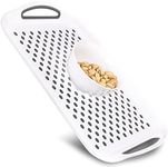 Rectangular Non Slip Serving Tray with Easy Grip Handles. Silicone Nubs On Non Skid Plastic Food Tray - Portable Dinner TV Trays for Eating On Couch- Anti Slip Lap Tray Breakfast in Bed Dinner Tray