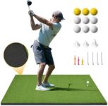 Shopsource 54ft Golf Hitting Mat, Anti-Slip Bottom Mat for Indoor Outdoor, Artificial Turf Practice Mat with 9 Balls+3 Tees+7 Tees, 21MM Standard