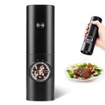 Y MOX Pepper Grinder or Salt Mill - Battery Powered Automatic Pepper Mill - Ceramic Grinder with Adjustable Coarseness, LED Light, and Salt Mill Refillable - One Hand Operation - Pack of 1