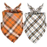 Viretec Fall Dog Bandanas, 2 Pack Autumn Buffalo Plaid Classic Dog Scarf for Boy and Girl, Double-Sided Design Triangle Kerchief, Adjustable Washable Dog Bandanas for Small Medium Large Dogs Cats