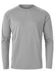 JHMORP Men's Light Swim Rash Guard UV SPF Sun Shirt Long Sleeve Outdoor Hiking Running Casual Basic Shirt (Gray,CA XL)