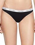 Calvin Klein Women's Carousel Logo Cotton Stretch Thong Panties, 3 Pack, Black/White/Grey Heather, Medium
