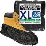 Innovative Haus 100 Pack Black Extra Large Disposable Boot & Shoe Covers. Indoor Use Durable Water Resistant Reusable Premium Booties with Non Slip Treads. Fits US Men's Size 14 & Women's 16 Shoe Size