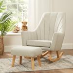 Tutti Bambini Jonah Baby Rocking Chair with Foot Stool - Nursing Chair with Ergonomic Backrest & Armrest for Comfortable Cradling & Feeding, Soft-Touch Rocking Chairs for Adults (Pebble Grey)