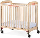 Foundations First Responder Evacuation Fixed-Side Crib, Features Clearview Panels, Includes Evacuation Frame, Oversized Casters, and 3-inch Ultradurable Foam Mattress (Natural)