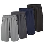 Essential Elements 4 Pack: Men's Dry-Fit Sweat Resistant Active Athletic Performance Shorts, Set E, Medium