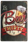 SUMIK It's Beer Thirty Metal Tin Sign, Vintage Art Poster Plaque Kitchen Bar Pub Home Wall Decor