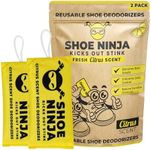 Shoe Ninja Shoe Deodorizer - Shoe Odour Eliminator with Activated Charcoal, Versatile and Reusable Deodoriser Bags for Shoes, Football Boot Deodoriser and Shoe Smell Remover, Great for Sports - 2 Pack
