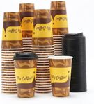 Tamone 100 Pack 16 oz Disposable Coffee Cups with Lids, Paper Coffee Cups with Lids, Cold/Hot Drinking Paper Cups for Coffee, Water, Juice or Tea, Disposable Paper Cups for Home, Office, Store, Cafe