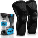 POWERLIX Knee Compression Sleeve (Pair) - Best Knee Brace for Knee Pain for Men & Women – Knee Support for Running, Basketball, Volleyball, Weightlifting, Gym, Workout, Sports - (Black S)