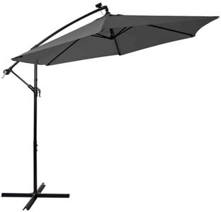 Nustone 3 Metre Round Cantilever Parasol, Patio Umbrella with UV Protection, Steel Frame for Ultra Stability and Solar LED Lights for Outdoors, Garden and Terraces in Grey