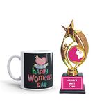 Family Shoping Womens Day Gift Happy Womens Day Ceramic Mug with Trophy Gift Combo_Multicolor