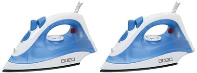 USHA Steam Pro SI 3713, 1300 W Steam Iron, Powerful Steam Output Up to 18 G/Min, Non-Stick Soleplate (White & Blue), 1300 Watts (Pack of 2)