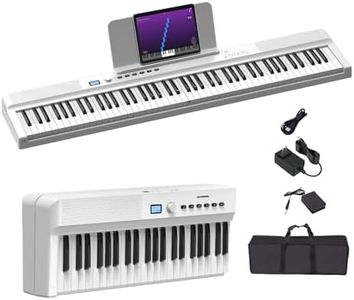 OYAYO Upgraded Folding Piano Keyboard, 88 Key Full Size Semi Weighted Keyboard Support MIDI and Bluetooth, Portable Foldable Keyboard Piano with Sustain Pedal and Piano Bag, White