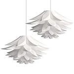 kwmobile Puzzle Pendant Lamp Shade (Pack of 2) - Lotus Flower DIY Lampshade Kit for Hanging Ceiling Light or Floor Lamp - Diameter 20" (50cm) - White