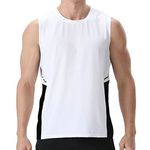 visionreast T Shirts Men Sleeveless Breathable Mens Vest Tank Tops Quick-Dry Athletic Sports Undershirt Lightweight White M