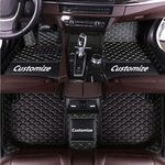 Customize Making Car Floor Mats for 98% Full Coverage All Weather Protection Leather Auto Floor Front and Rear Liner Carpet Set Accessorie (Black Beige Line)